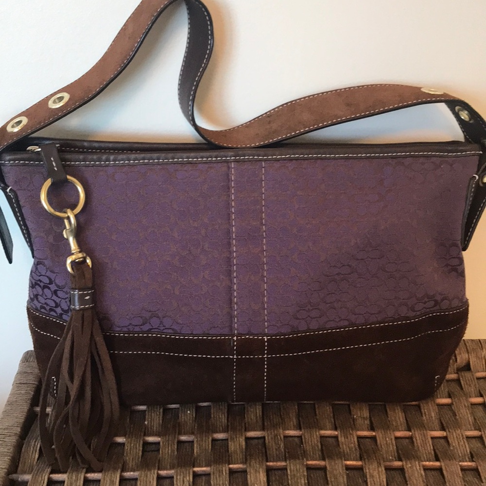 Coach Hand Bag-Great Condition- Purple/Brown Suede